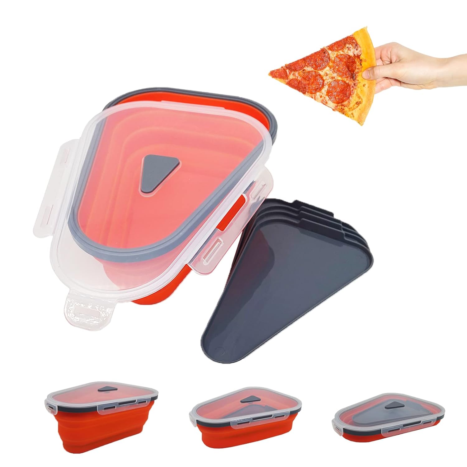 10026 Reusable Pizza Storage Containers With 5 Microwavable Serving Trays Silicone Container Expandable  Adjustable For Packing Pizza At Home  Outdoor 10026 Reusable Pizza Storage Containers With 5 Microwavable Serving Trays Silicone Container Expandable  Adjustable For Packing Pizza At Home  Outdoor